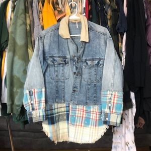 Free People Flannel Jean Jacket